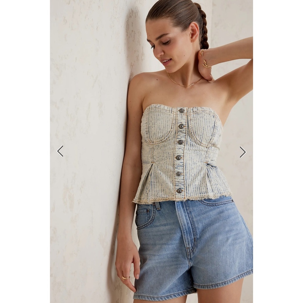 Pilcro and the Letterpress Buttondown Corset Top